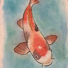 Koi. Traditional illustration, and Watercolor Painting project by Oscar Munguía - 10.02.2020