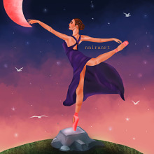 dancing with the moon. A Design, Concept Art, Portrait Drawing, Realistic drawing, Artistic Drawing, and Digital Drawing project by Jennifer Pupo Martínez - 10.07.2020