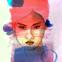 My project in Illustrated Portrait in Watercolor course. Un progetto di Illustrazione tradizionale, Pittura ad acquerello e Disegno digitale di Kitty Wong - 11.10.2020