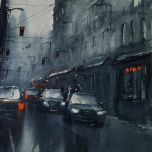Rainy Day. Architecture, Sketching, Watercolor Painting, Artistic Drawing, and Sketchbook project by Reha Sakar - 10.14.2020
