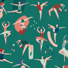 Estampados para Mon- Colección Ballet. Un proyecto de Diseño de producto, Pattern Design, Ilustración digital e Ilustración textil de vireta - 01.10.2020