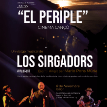 Poster para concierto de Los Sirgadors con proyección del film El Periple.. Un proyecto de Diseño gráfico y Diseño de carteles de sonia López Porto - 17.10.2020