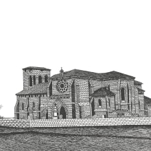 Iglesia de Grijalba. Dibujo a plumilla, realizado por Marcos González. Un proyecto de Dibujo y Dibujo realista de Marcos González González - 27.10.2020