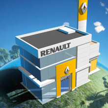 3D low poly. Concesionario Renault. Un proyecto de 3D, Modelado 3D e Ilustración arquitectónica de Daniel Cifani Conforti - 10.10.2017