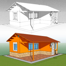 Boceto 3D  proyecto cabaña. Un proyecto de 3D, Modelado 3D, Arquitectura digital, Diseño 3D y Visualización arquitectónica de Daniel Cifani Conforti - 29.10.2020