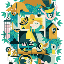 Wildlife From My Window. Un proyecto de Ilustración tradicional, Ilustración vectorial, Ilustración digital e Ilustración editorial de Owen Davey - 10.05.2020