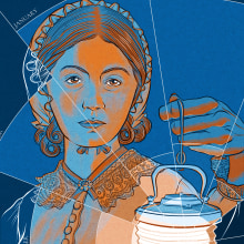 Retrato de Florence Nightingale. Design de cartaz, Ilustração de retrato, Desenho de retrato, Desenho digital, e Teoria da cor projeto de Blanca Jaume Saura - 08.05.2020