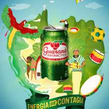 Guaraná Antarctica - Energia que Contagia. Design, Traditional illustration, and Art Direction project by Catarina Velosa - 06.15.2014