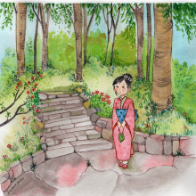 Mi Proyecto del curso: Ilustración en acuarela con influencia japonesa. Watercolor Painting, and Children's Illustration project by Giovana Jacobo Ortiz - 08.20.2020