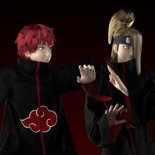 Deidara (デイダラ) and Sasori (サソリ). 3D, Rigging, 3D Animation, 3D Modeling, and 3D Character Design project by Maite Gómez García - 11.12.2020