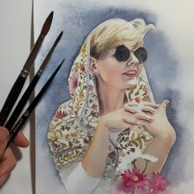 Artistic Portrait with Watercolours - my interpratation. Traditional illustration, and Watercolor Painting project by Hanna Grahm - 11.13.2020