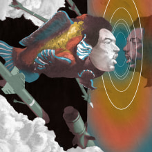 Jimi Hendrix: 1983 (A Merman I Should Turn To Be). Artistic Drawing, and Editorial Illustration project by Paul Scheruebel - 12.01.2019