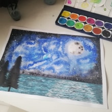 Claro de luna . Watercolor Painting project by Laura Garnica - 11.18.2020