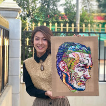 Inspired by Van Gogh's self portrait thread artwork. Artistic Drawing project by thiriwinnmaung - 11.24.2020