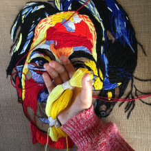 Textile artwork of Aung San Suu Kyi portrait. Fiber Arts project by thiriwinnmaung - 11.24.2020