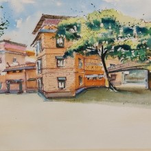 This is a painting of my work place. Abacus Montessori School, Chennai, Tamil Nadu, India. This building is designed by the renowned architect, Laurie Baker.. Un proyecto de Ilustración arquitectónica de jamunavinod - 26.11.2020