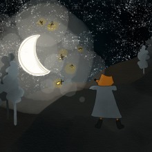 A Fox Who Loved the Moon Ein Projekt aus dem Bereich Digitale Zeichnung von michellemariesharp - 28.11.2020