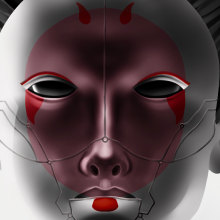 Geisha cyberpunk (Ghost in the Shell). Ilustração tradicional e Ilustração digital projeto de Luis Torres - 29.11.2020