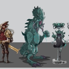 Line Up final, temática lovercraftiana! . Un proyecto de Ilustración tradicional y Diseño de personajes de Sergio Peña - 04.12.2020