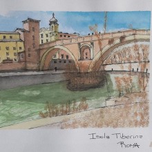 Isola Tiberina - Roma. Un proyecto de Pintura a la acuarela de Pablo Lozano - 11.12.2020