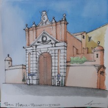 Porta Marina - Recanati - Italia. Un proyecto de Pintura a la acuarela de Pablo Lozano - 11.12.2020