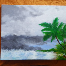 Cloudy San Juan Beach. Un proyecto de Pintura, Pintura acrílica y Brush Painting de Juancarlo Diaz Cintron - 13.12.2020