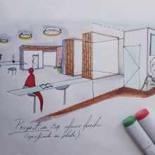 Montse Azcárate Proyecto del curso: Cafetería y librería . Un proyecto de Diseño, Arquitectura, Dibujo a lápiz, Dibujo e Ilustración arquitectónica de Montserrat Azcárate - 18.12.2020
