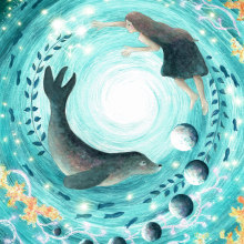 My Selkie Project in Watercolor Techniques for Dreamlike Illustrations Course. Digital Illustration, Watercolor Painting, and Children's Illustration project by Carrie Griffith - 12.22.2020