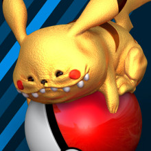 Derp Pikachu. 3D, and 3D Modeling project by Sara C. Rodríguez - 12.24.2020