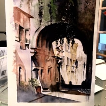 arch....light and shadows. Watercolor Painting project by Anil Khare - 12.27.2020