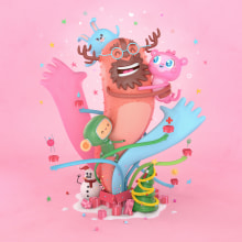 Christmas Solidario. Traditional illustration, and 3D project by Juan Rueda - 12.28.2020