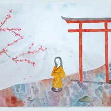 Meu projeto do curso: Ilustração em aquarela com influência japonesa. Un proyecto de Dibujo artístico de isacarmelita24 - 30.12.2020