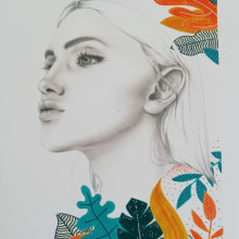 Mi Proyecto del curso: Retrato con lápiz, técnicas de color y Photoshop. Portrait Drawing project by Elena - 12.30.2020