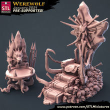 This is the Werewolf set. If you like High Detailed 3D Printable Miniatures for your tabletop games check it out here https://www.patreon.com/STLMiniatures. Een project van 3D, Beeldhouwwerk,  3D-modellering y  3D-ontwerp van Javier Lorente Preciado - 01.01.2021