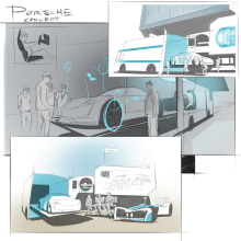 Porsche Event Concept. Un proyecto de Eventos, Bocetado, Ilustración digital y Concept Art de Timo Mueller - 06.01.2021