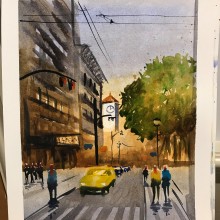 Watercolour street scene . Un proyecto de Pintura a la acuarela de di_bach - 14.01.2021