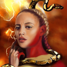 New Portrait of woman with snake. Digital Illustration project by Deren Umit - 01.15.2021