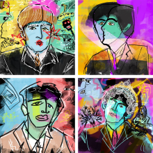 Los Beatles de jóvenes. Un proyecto de Ilustración tradicional, Ilustración digital, Ilustración de retrato e Ilustración editorial de Kike Lucas Abreu - 26.01.2021