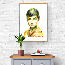 Audrey Hepburn. Un proyecto de Pintura a la acuarela e Ilustración de retrato de Constantin Eugen Cozma - 26.01.2021