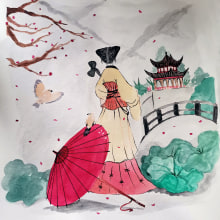 Mi Proyecto del curso: Ilustración en acuarela con influencia japonesa. Un proyecto de Ilustración tradicional de Marcela Astete Bravo - 28.01.2021