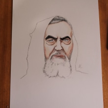 S. Padre Pio - Meu projeto do curso: Retrato em aquarela a partir de uma fotografia. Un proyecto de Pintura a la acuarela de Edson Moreira Júnior - 29.01.2021