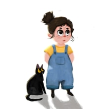 Character Design "Little girl & Kitty". Un proyecto de Ilustración tradicional, Diseño de personajes y Dibujo digital de Ouka Fernandez - 29.01.2021