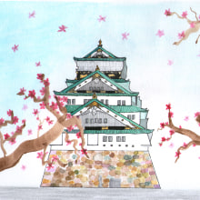Mi Proyecto del curso: Ilustración en acuarela con influencia japonesa. Un proyecto de Arquitectura, Pintura y Pintura a la acuarela de Julieta Piña - 02.02.2021