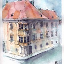 My project in Architectural Sketching with Watercolor and Ink course. Painting, and Watercolor Painting project by Timi Pookah Cserny - 02.03.2021