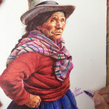 Dibujo de anciana campesina. Un proyecto de Bellas Artes, Dibujo, Dibujo realista y Dibujo artístico de Alonso Palomino - 08.02.2021