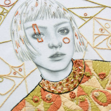 Geométrico. Traditional illustration, Embroider, Textile Illustration, and Fiber Arts project by Yamila Yjilioff - 02.14.2021