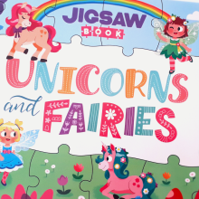 Unicorns and Fairies: Jigsaw Book . Design de personagens, Ilustração digital e Ilustração infantil projeto de Pamela Barbieri - 15.02.2021