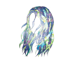 Meadow Galaxy Hair. Een project van Traditionele illustratie, Schilderij,  Tekening, Digitale illustratie, Aquarelschilderen, Portretillustratie,  Portrettekening,  Artistieke tekening, Brush Painting, Digitale tekening y  Digitaal schilderij van freja - 11.10.2020