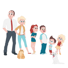 Character design: Thoma’s Family. Traditional illustration, Character Design, and Children's Illustration project by Miriam Escobosa Lazaro - 02.23.2021