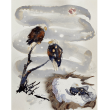My project in Illustrating Nature: Exploring the Bald Eagle. Un proyecto de Ilustración tradicional, Pintura a la acuarela e Ilustración naturalista				 de Sandy H - 25.02.2021